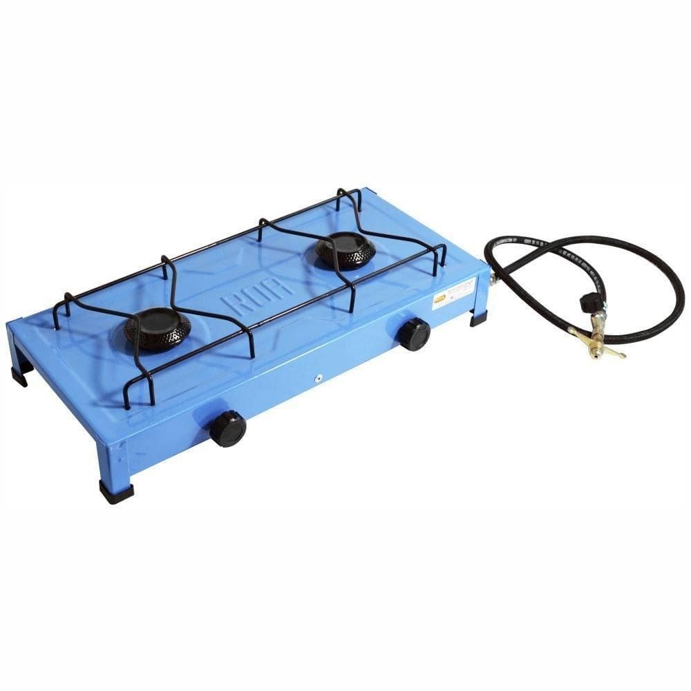Fogão 2 bocas portátil de mesa bancada alta pressão azul