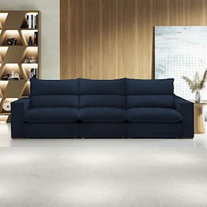 Sofá 5 Lugares Martinho Retrátil 20587 Veludo Azul - Celflex