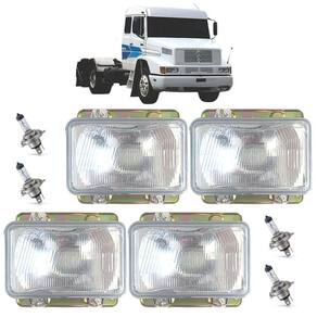 Kit 4x farol mb mercedes bicudo 93 a 04 + lâmpada 12v