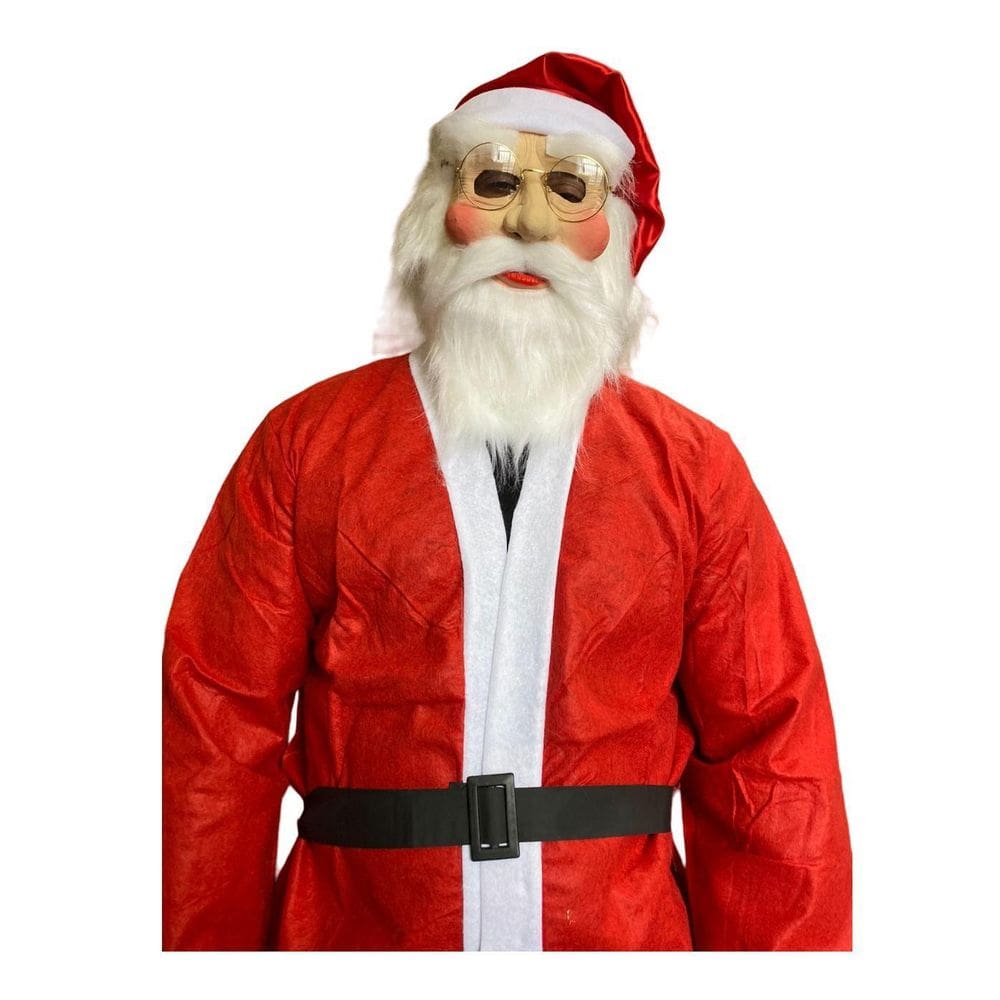 Fantasia Papai Noel com Máscara e Barba - Tamanho Único