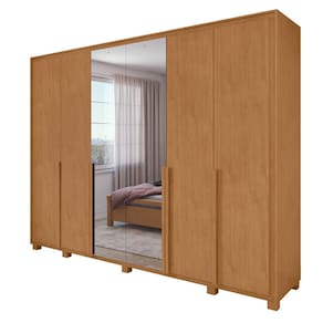 Guarda Roupa Easy Space 6 Portas Com Espelho Amendoa Clean