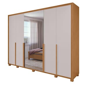 Guarda Roupa Easy Space 6 Pts Espelho AmendoaClean/Off White