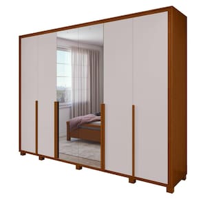 Guarda Roupa 6 Portas Espelho Easy Space Frassino/Off White