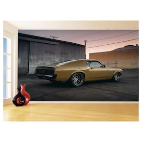 Papel De Parede 3D Carro Antigo Ford Mustang Hot 3,5M Cxr50
