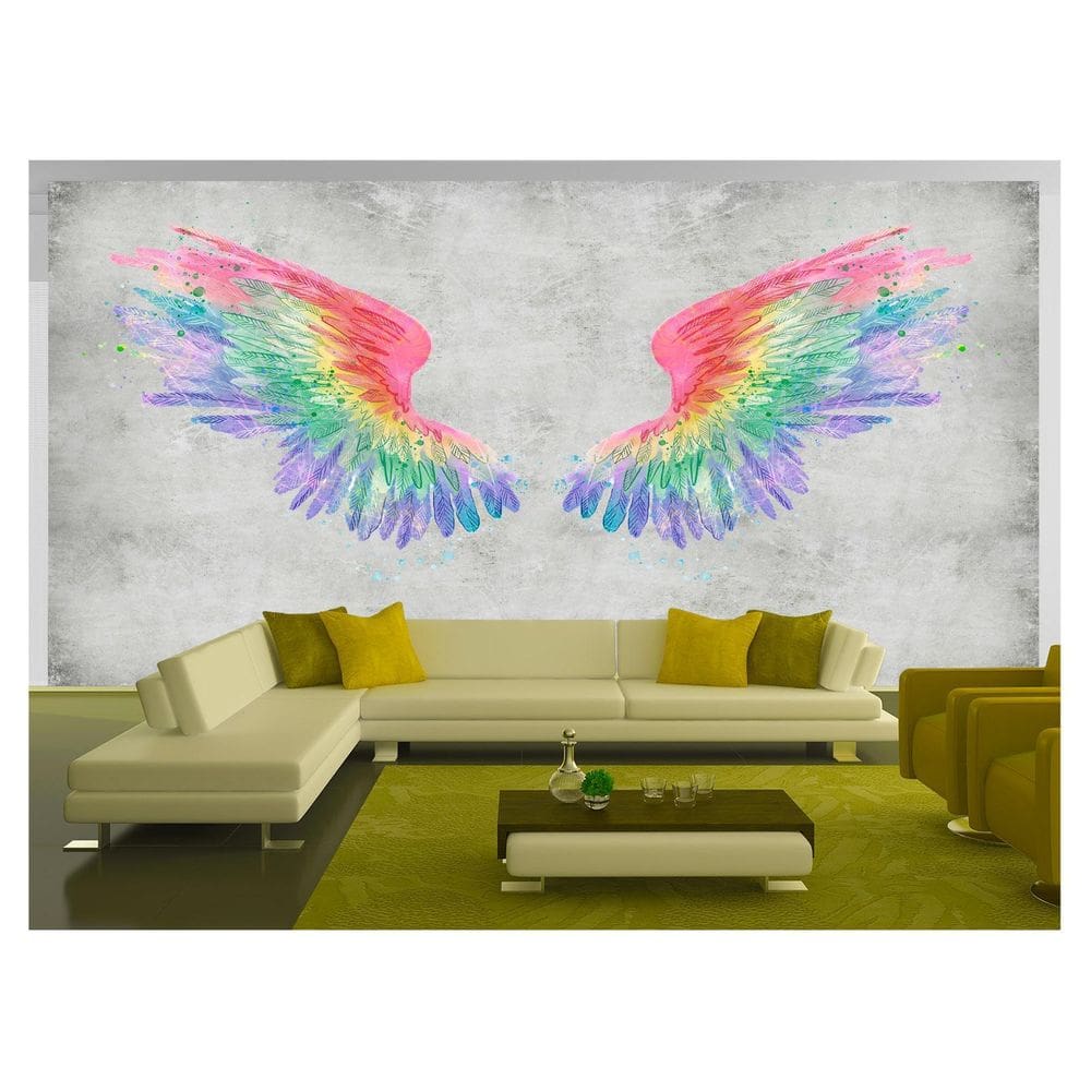 Papel De Parede 3D Arte Asas Selfie Insta Cores 3,5M Tra372