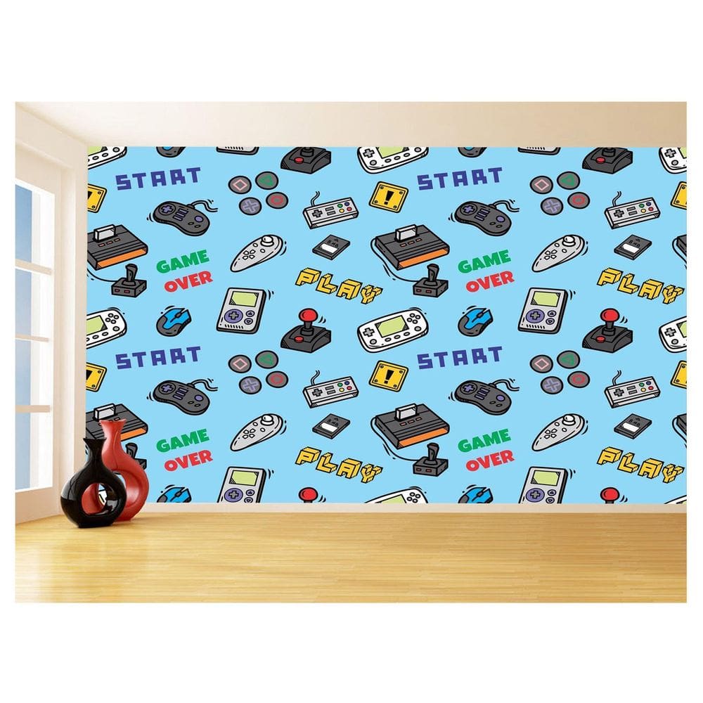 Papel De Parede 3D Infantil Controle Game Jogo 3,5M Azs205