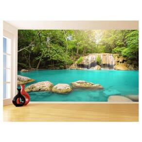 Papel De Parede 3D Paisagem Cachoeira Florestas 3,5M Nch237