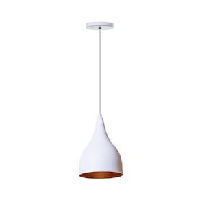 Lustre Pendente Gota Branco Alumínio 19x15,5Cm