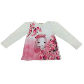 Blusa manga longa infantil com Brilho Petit Cherie off/rosa