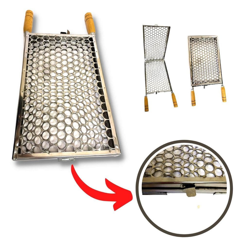 Grelha para churrasqueira peixe frango dupla inox 42x25