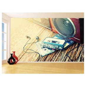 Papel De Parede 3D Musica Toca Fita Retrô Tape 3,5M Mus49