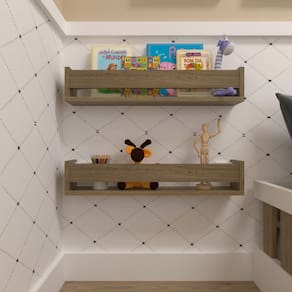Kit Infantil com 2 Prateleiras Para Livros e Decoração Carvalho Mel