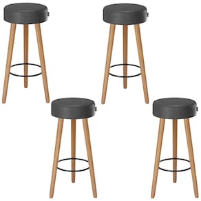 Kit 4 Banquetas Londres Alta 70cm Estofada Preto - Salaone