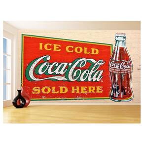 Papel De Parede 3D Arte Retrô Coca Cola Mural 3,5M Tra159