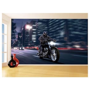 Papel De Parede 3D Moto Custom Chopper Viagem 3,5M Bkm117