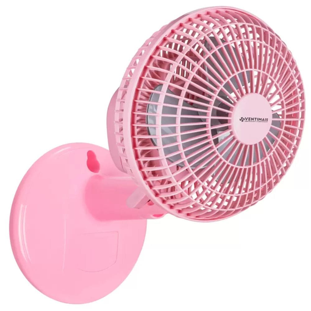 Ventilador Mini 20cm Ventimais Turbo 2 Vel Rosa/Prata 110v