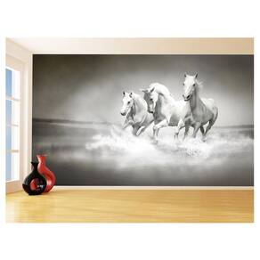 Papel De Parede 3D Animais Cavalos Correndo Céu 3,5M Anm302