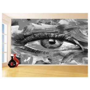 Papel De Parede 3D Arte Olho Preto Branco Rosto 3,5M Tra136