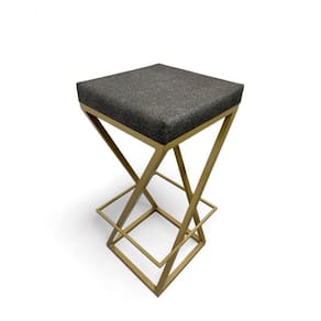 Banqueta Zênite Estofada Metalon Dourado Cinza - 65cm