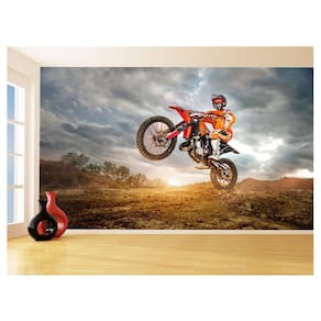 Papel De Parede 3D Moto Cross Trilha Terra Mx 3,5M Bkm08