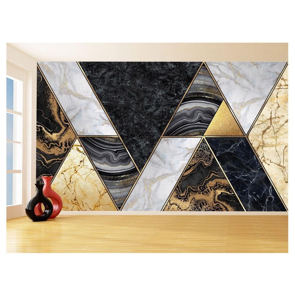 Papel De Parede 3D Estilo Marmore Cores Formas 3,5M Mbr65