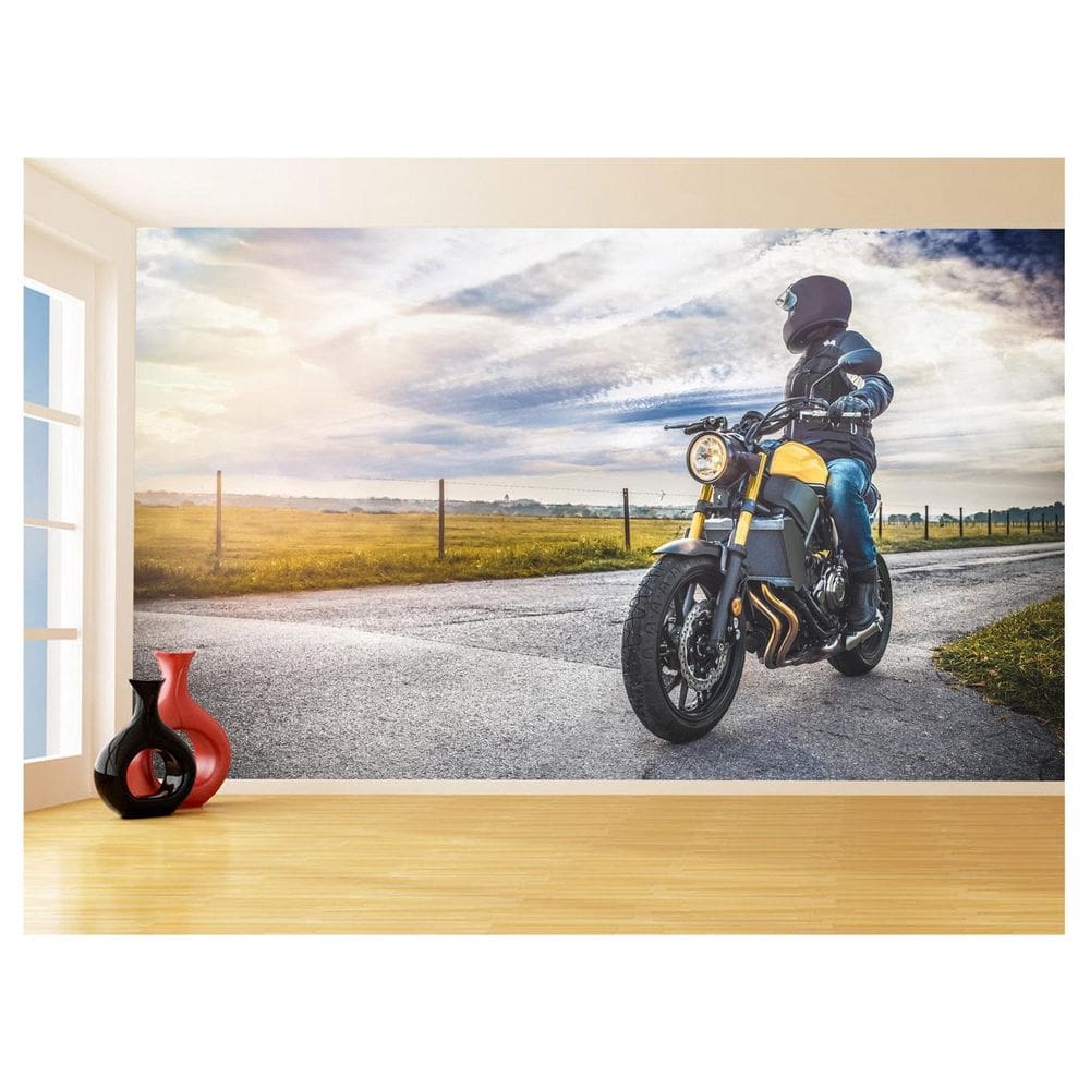 Papel De Parede 3D Moto Esporte Viagem Estrada 3,5M Bkm68