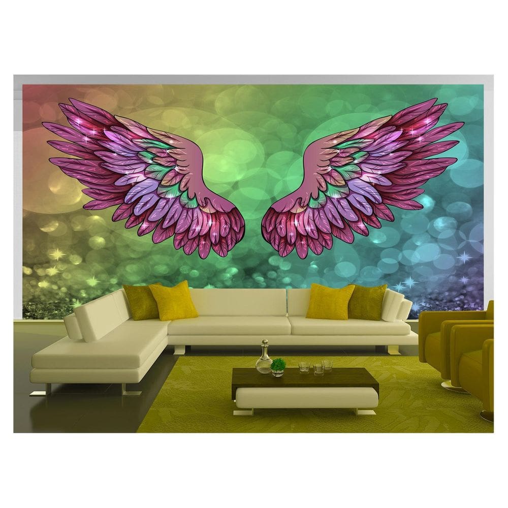Papel De Parede 3D Arte Asas Selfie Insta Cores 3,5M Tra279