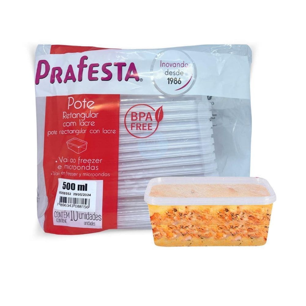 Pote 500Ml Com Tampa Lacre Marmita Fitness 10Unidades
