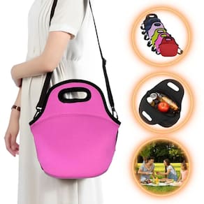 Bolsa Lancheira Térmica Neoprene Adulto Infantil Cor Rosa