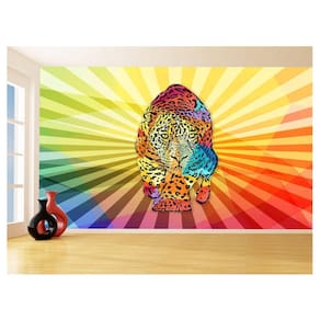 Papel De Parede 3D Animais Pop Art Onça Pintada 3,5M Pxa81