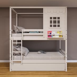 Treliche Casinha Reta Madeira Maciça Branco Housin