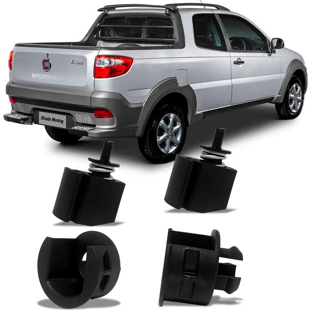 Kit Buchas Reparo P/ Dobradiça Tampa Caçamba Strada 2014 2015 2016 2017 2018 2019 2020 - Bucha Nylon