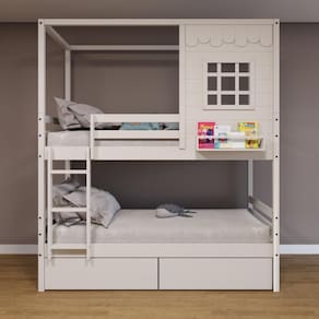 Beliche Casinha Reta Com 02 Gavetas Madeira Maciça Branco Housin