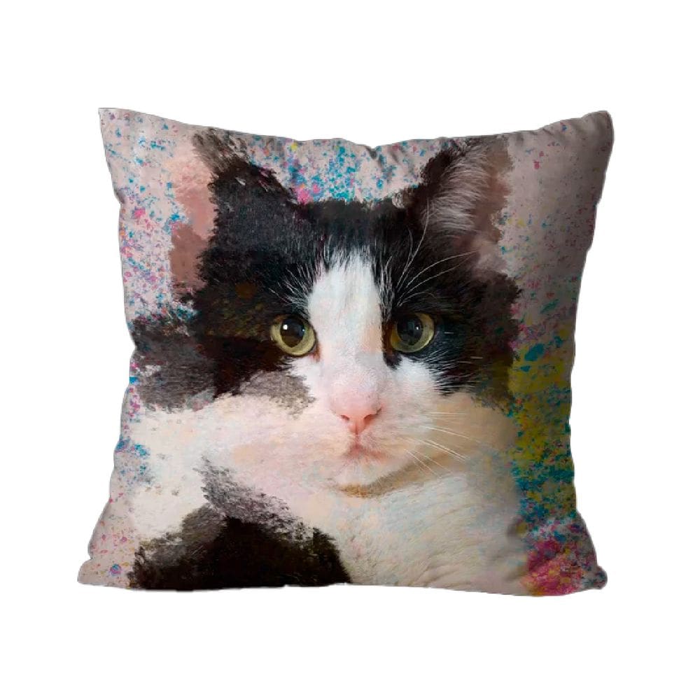 Capa para Almofada Decorativa Gato Colorido