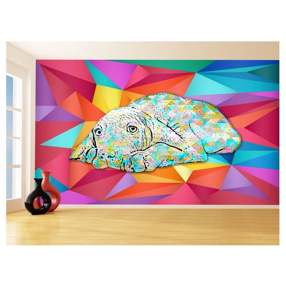 Papel De Parede 3D Animais Pop Art Cachorro Pet 3,5M Pxa238