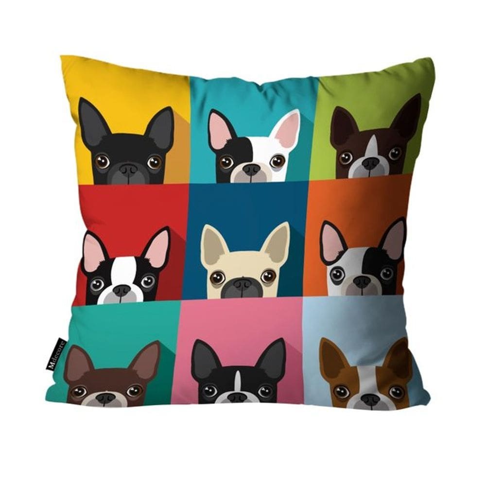 Capa para Almofada Mdecore Bulldog Colorida