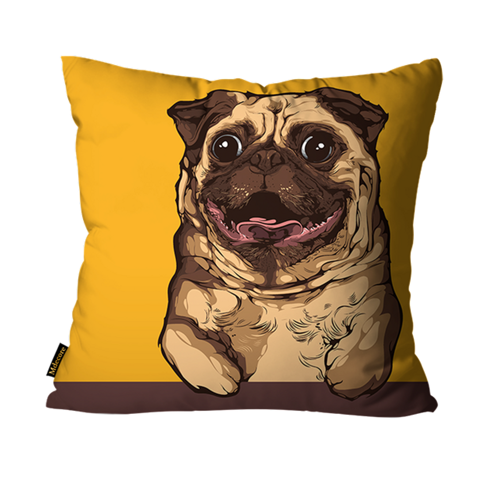 Capa para Almofada Mdecore Pug Mostarda