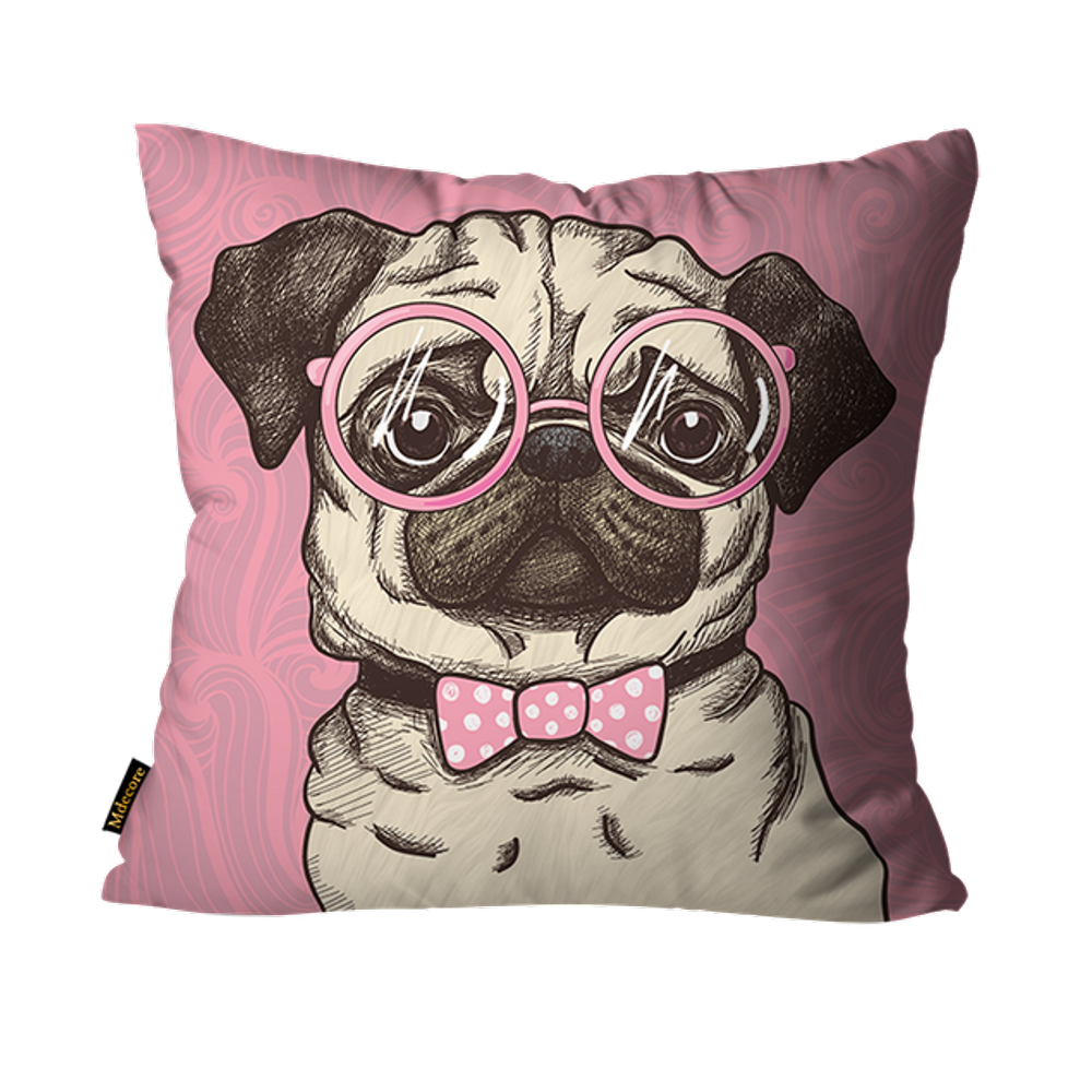 Capa para Almofada Mdecore Pug Rosa