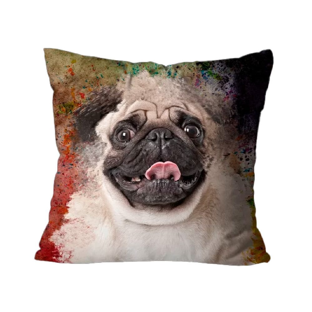Capa para Almofada Decorativa Pug Colorido
