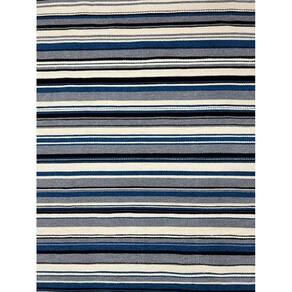 Tapete Tear 200X250 Chenile Listrado Azul Cru