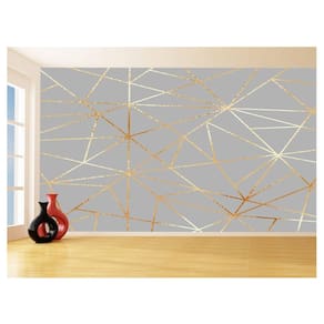 Papel De Parede 3D Geométrico Fundo Cinza Riscos 3,5M Gmt11
