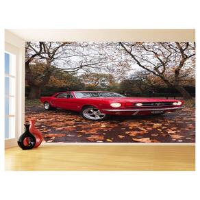 Papel De Parede 3D Carro Antigo Ford Mustang Hot 3,5M Cxr57