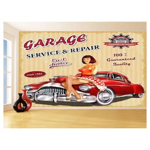 Papel De Parede 3D Carro Antigo Hot Rod Pin Up 3,5M Cxr80