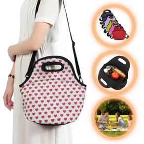 Bolsa Lancheira Térmica Neoprene Adulto Infantil Coração