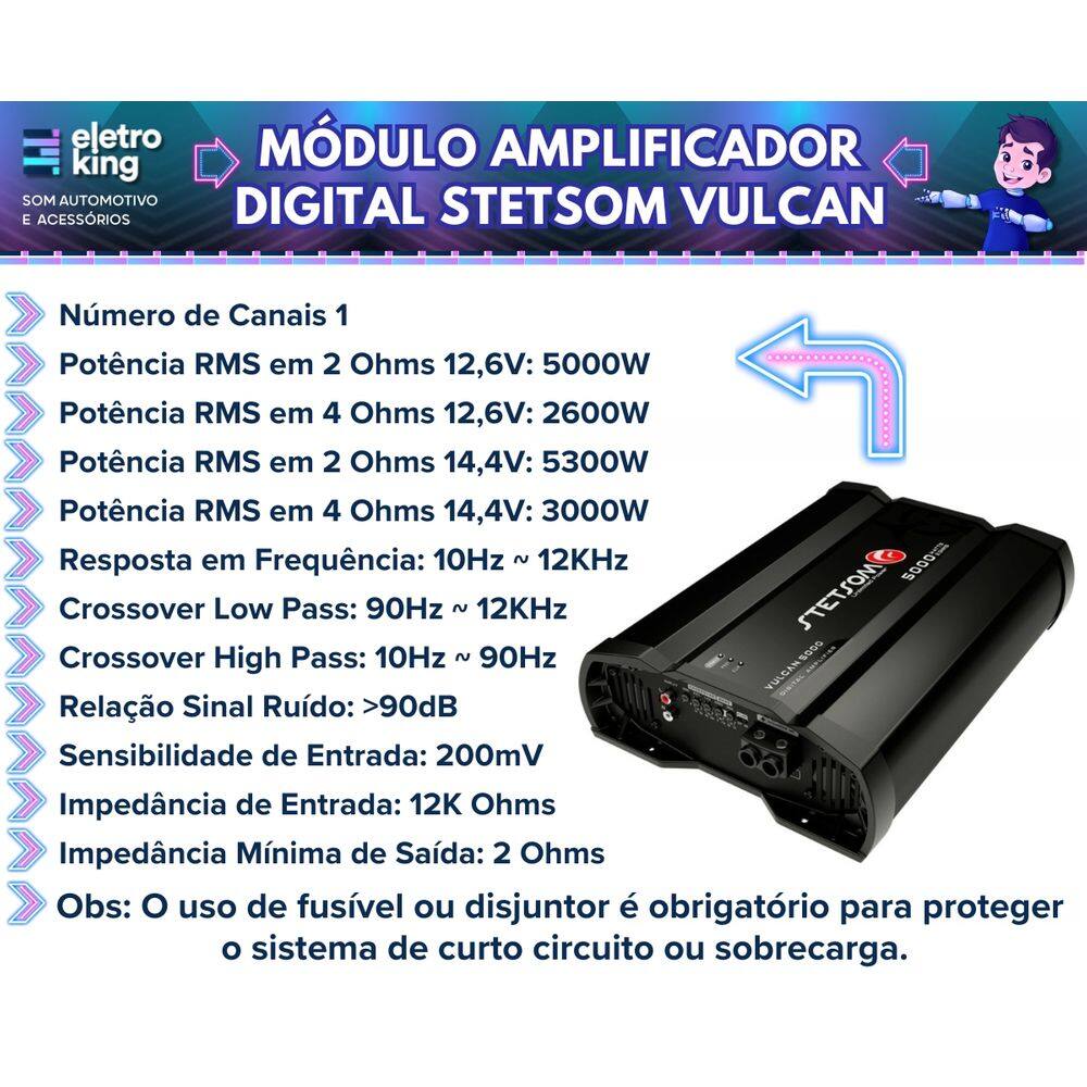 Módulo Amplificador Digital Stetsom Vulcan 5000 | Casas Bahia