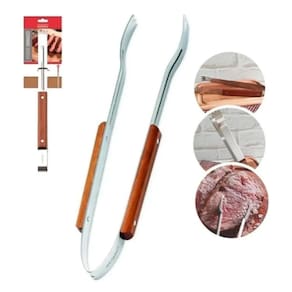 Pegador De Churrasco Carne 38cm Inox Cabo Madeira Hauskraft