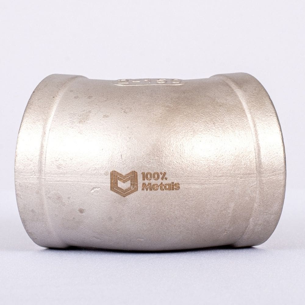 COTOVELO 45º INOX 304 150LBS ROSCA (BSP) IMP. - 1 (33.70mm)
