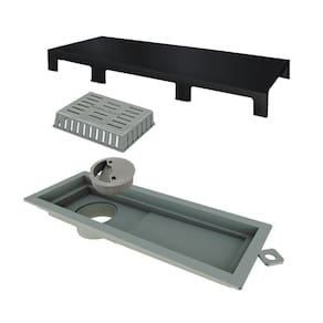 Ralo Linear Inox 25 cm Base Black Matte Tampa Inox Escovado Tiny