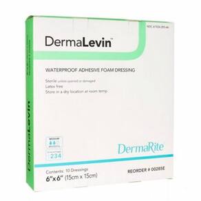 Adesivo quadrado DermaLevin de 15 x 6 polegadas com borda estéril 1 cada da DermaRite (pacote com 2)
