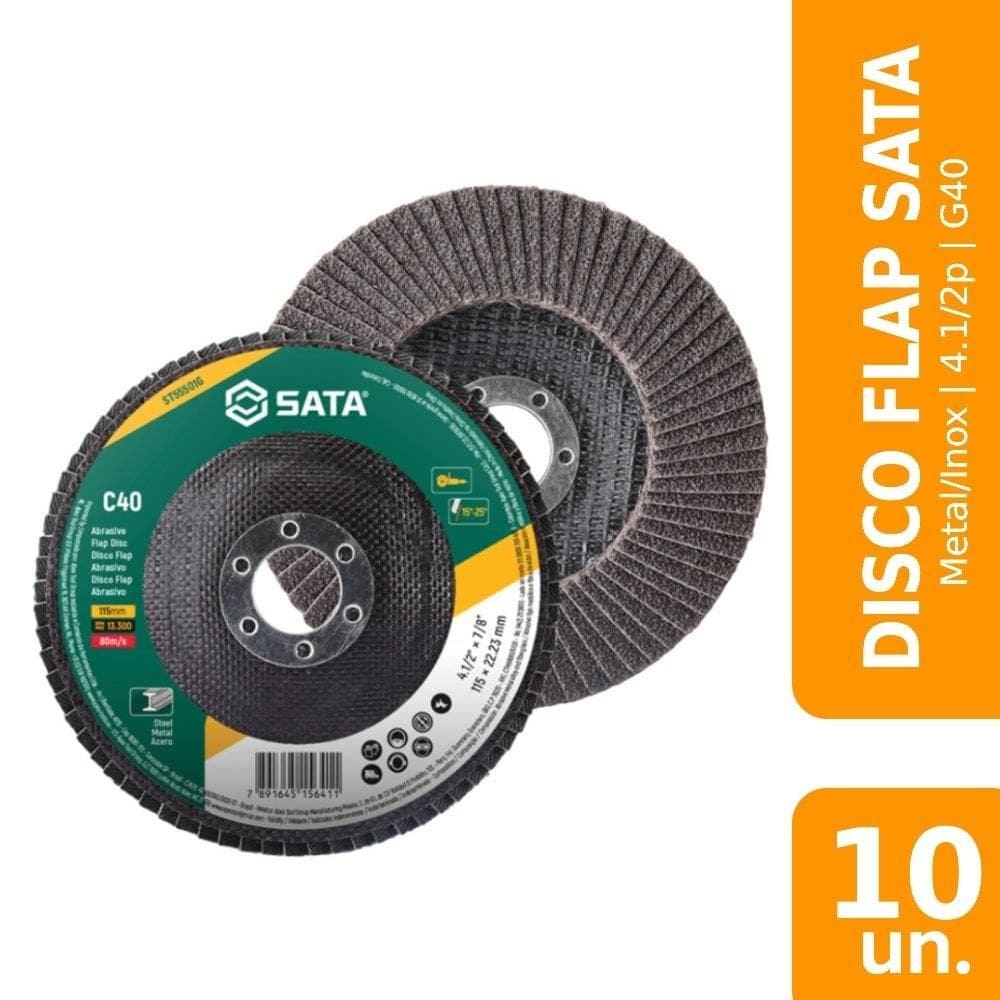 Disco Flap Sata Metal/Inox 4.1/2P G40 - Embalagem com 10 Unidades